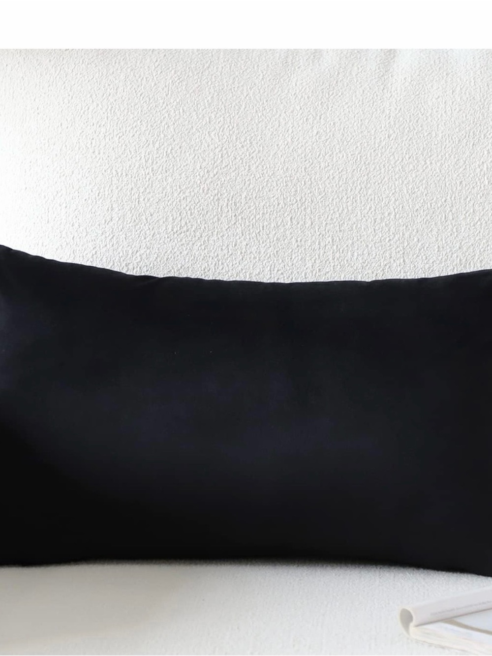 Solid Black Lumbar Pillow Cover